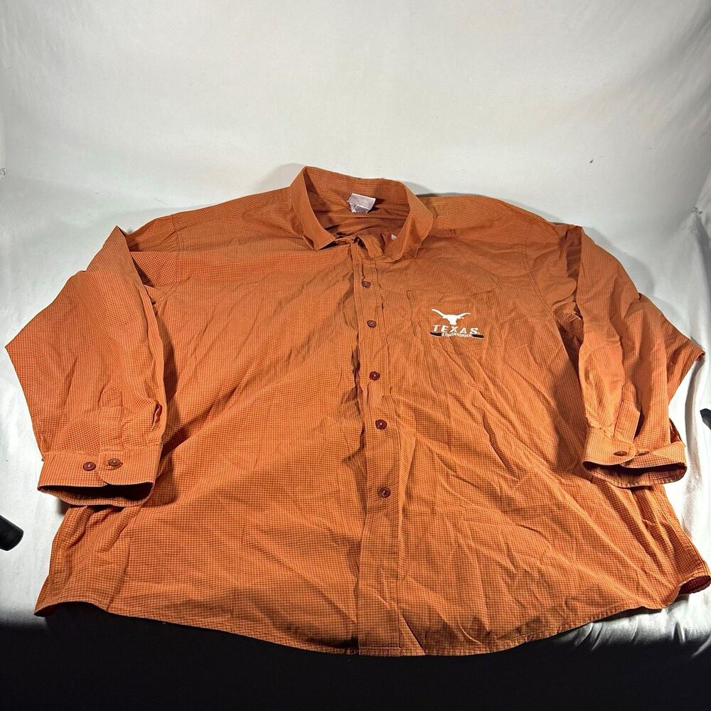 RED OAK Texas Longhorns Embroidered Orange Check Button Down Shirt 2XL